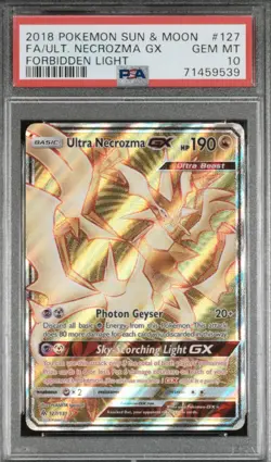 PSA 10 Pokemon Ultra Necrozma GX 127/131 Forbidden Light Secret Rare - Image 1