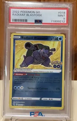 PSA 9 GEM MINT Radiant Blastoise 018/078 GO Shiny Holo Rare Pokemon TCG 2022 - Image 1