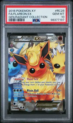 2016 Pokemon XY Full Art Flareon EX Generations Radiant Collection RC28 PSA 10 - Image 1