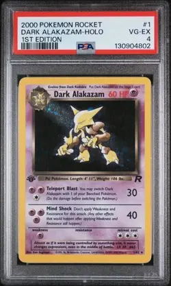 Dark Alakazam 1/82 1st Edition PSA 4 Pokemon Team Rocket Holo Rare - Image 1