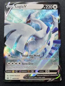 Pokemon Lugia v SWSH301 Holo Black Star Promo Sword & Shield LP / DMG - Image 1
