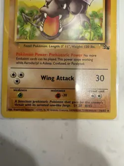 1999 Aerodactyl Unlimited Rare Pokemon Fossil 16/62 - Image 3