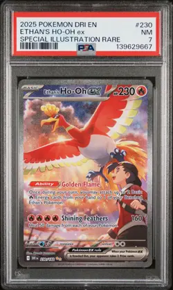 2025 POKEMON DRI EN-DESTINED RIVALS #230 ETHAN'S HO-OH EX PSA 7 - Image 1