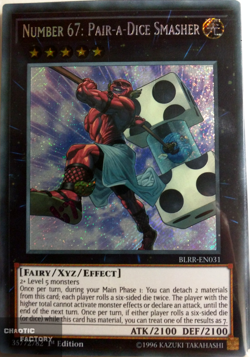 YUGIOH BLRR-EN031 Number 67: Pair-a-Dice Smasher Secret Rare 1st Edition NM - Image 1