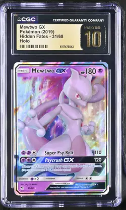 CGC 10 PRISTINE Mewtwo GX 31/68 2019 Hidden Fates Ultra Rare Holo - Image 1