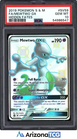 Pokemon 2019 Mewtwo GX SV59 Full Art Shiny Vault Hidden Fates GEM MINT PSA 10 - Image 1