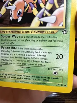 Pokemon TCG Ariados Neo Genesis Card 27/111 Unlimited Uncommon - Image 3