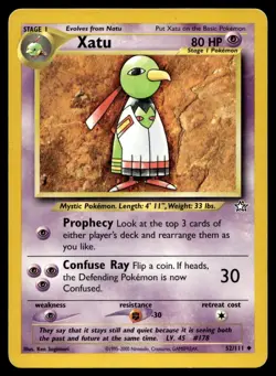 Xatu 52/111 Pokemon Card Neo Genesis Uncommon 80 HP Lightly Played T7 - Image 1