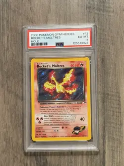 PSA 6 Rocket's Moltres Gym Heroes Holo 12/132 Pokemon TCG - Image 1