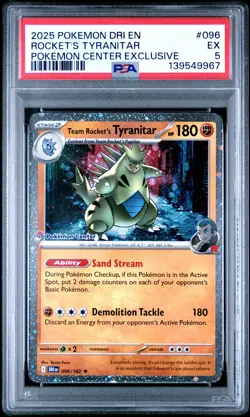 Team Rocket's Tyranitar 096/182 Pokemon Center Exclusive Pokemon PSA 5 *967 - Image 1