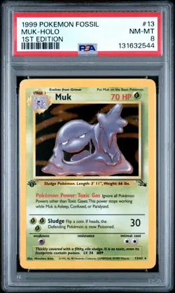 1999 POKEMON FOSSIL 1ST ED #13 MUK-HOLO PSA 8 - Image 1