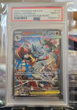 2025 Pokemon Mega Lucario EX SIR # 179/132 PSA 10 GEM MINT Mega Evolutions - Image 3