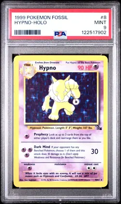 1999 POKEMON FOSSIL #8 HYPNO-HOLO PSA 9 - Image 1