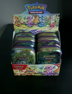 Pokemon Prismatic Evolutions Mini Tin Display Box Full Set 8 Tins - Fast Ship - Image 2