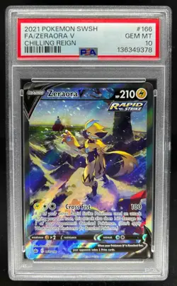 2021 Pokemon SWSH Chilling Reign Zeraora V Full Art #166/198 PSA 10 - Image 1