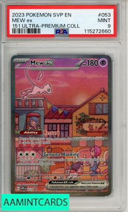 2023 POKEMON SVP EN-SV BLACK STAR PROMO MEW EX #053 151 ULTRA-PREM COLL PSA 9 - Image 1