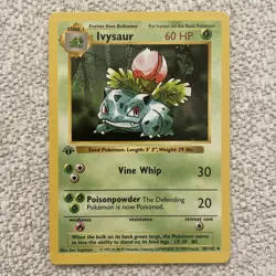 Ivysaur 1st Edition Base Set Shadowless Pokemon Card TCG 30/102 LP/NM - Image 1