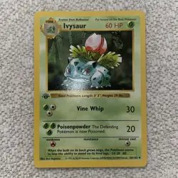 Ivysaur 1st Edition Base Set Shadowless Pokemon Card TCG 30/102 LP/NM - Image 2