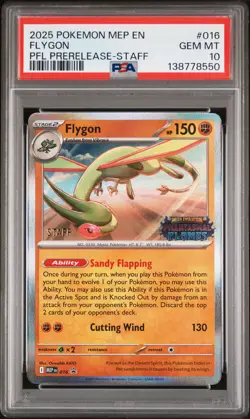 2025 POKEMON MEP EN-ME BLACK STAR PROMO #016 FLYGON PSA 10 - Image 1