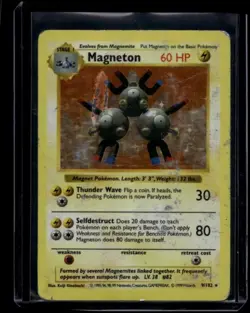 Pokemon TCG Magneton 9/102 Base Set Shadowless Holo DMG - Image 1