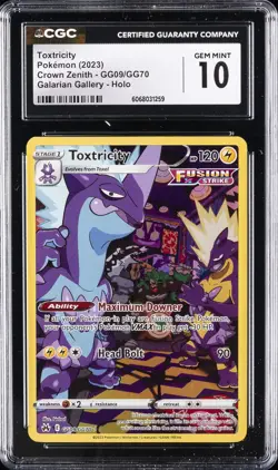 2023 POKEMON CROWN ZENITH GALARIAN GALLERY HOLO TOXTRICITY CGC 10 GEM MINT - Image 1