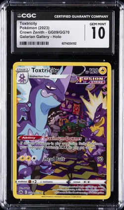 2023 POKEMON CROWN ZENITH GALARIAN GALLERY HOLO TOXTRICITY CGC 10 GEM MINT - Image 1