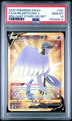 2022 POKEMON SWORD & SHIELD BRILLIANT STARS FULL ART/GALARIAN ARTICUNO V PSA 10 - Image 1