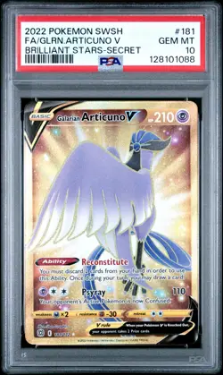 2022 POKEMON SWORD & SHIELD BRILLIANT STARS FULL ART/GALARIAN ARTICUNO V PSA 10 - Image 1
