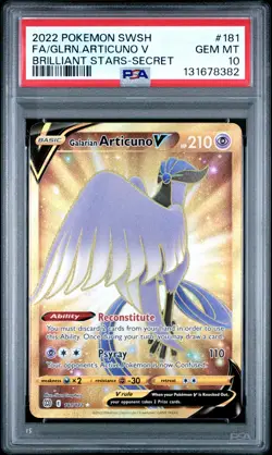 2022 POKEMON SWORD & SHIELD BRILLIANT STARS FULL ART/GALARIAN ARTICUNO V PSA 10 - Image 1