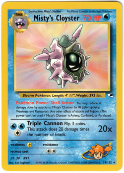 Misty's Cloyster 29/132 Gym Heroes Regular Rare Vintage Pokemon Card - Image 1