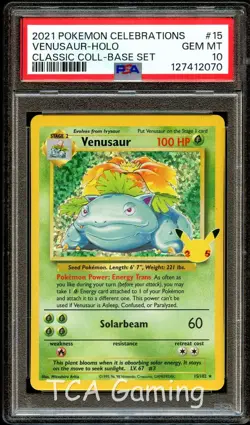 PSA 10 GEM MINT Venusaur 15/102 CLASSIC HOLO Celebrations Pokemon Card 070 - Image 1