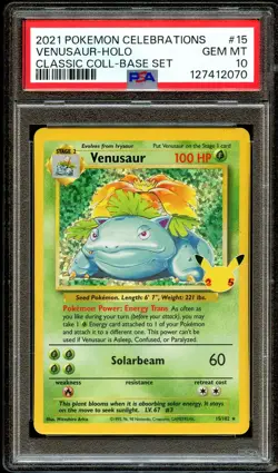 PSA 10 GEM MINT Venusaur 15/102 CLASSIC HOLO Celebrations Pokemon Card 070 - Image 2