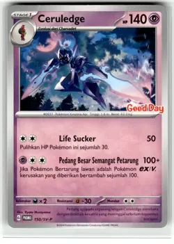 Pokemon 2024 Indonesia Ceruledge Promo Card 150/SV-P Stamped Good Day - Image 1