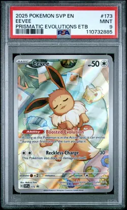 2025 POKEMON SVP EN-SV BLACK STAR PROMO #173 EEVEE PSA 9 - Image 1