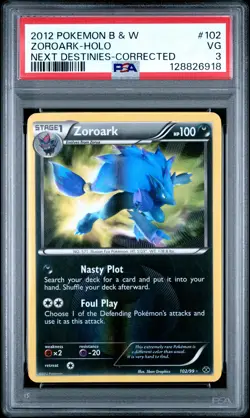 Zoroark-Holo 2012 Pokemon Black & White Next Destinies #102 Corrected PSA 3 - Image 1
