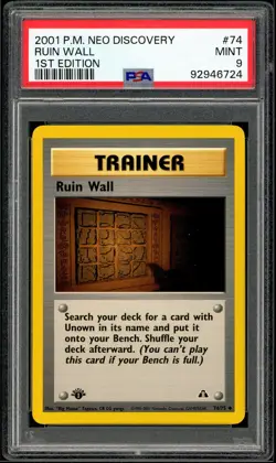 PSA 9 Neo Discovery 1st Edition Ruin Wall 74/75 Pokemon Cards 2001🔥 - Image 1