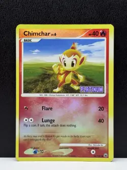 Pokemon TCG Chimchar 56/100 Reverse Holo Platinum Stamped 2008 Promo - Image 1