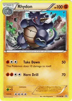 Pokemon TCG Rhydon Primal Clash 75/160 Regular Uncommon - Image 1