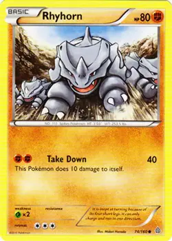 Pokemon TCG Rhyhorn Primal Clash 74/160 Regular Common - Image 1