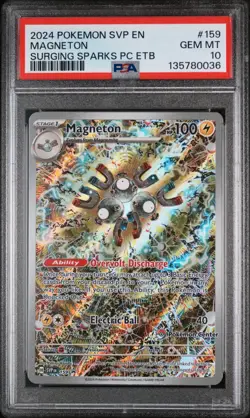 2024 POKEMON SURGING SPARKS POKEMON CENTER ETB PROMO #159 MAGNETON PSA 10 - Image 1