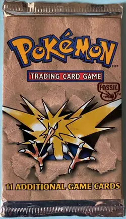 1999 Pokemon Fossil Booster Pack Zapdos Art Sealed Pristine Condition - Image 1