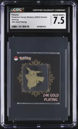 2023 POKEMON CANDY STICKERS KOREAN STRIKING 24K GOLD PLATING PIKACHU CGC 7.5 - Image 1