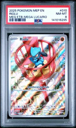 2025 POKEMON MEP EN-ME BLACK STAR PROMO #010 RIOLU PSA 8 - Image 1