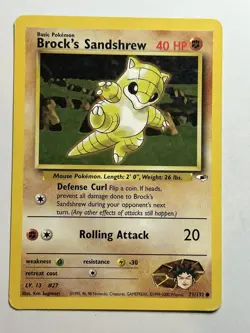 Brock's Sandshrew (71) Gym Heroes 071/132 MP-LP Pokemon Card - Image 1