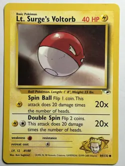 Lt. Surge's Voltorb Gym Heroes 084/132 MP-LP Pokemon Card - Image 1