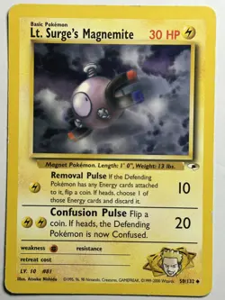 Lt. Surge's Magnemite (50) Gym Heroes 050/132 MP-LP Pokemon Card - Image 1