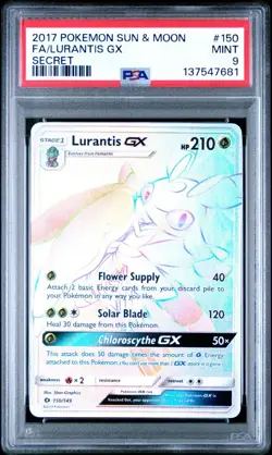 Pokemon 2017 Sun Moon Full Art Secret LURANTIS GX #150 PSA 9 Mint RARE 2 - Image 1