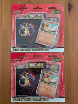Set Of 2 Pokemon Ascended Heroes Tech Sticker - Charmander IN HAND NEW - Image 1