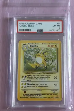 Pokemon PSA 8 NM-MT Base Set Holo Raichu 14/102 - Image 1