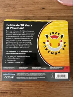 Pokemon TCG Pokemon Day 2026 Collection Box Pikachu Promo Coin 3 Booster Packs - Image 3